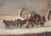 Henry Alken Jnr The Bath To London Royalmail Coach in the snow USA oil painting artist